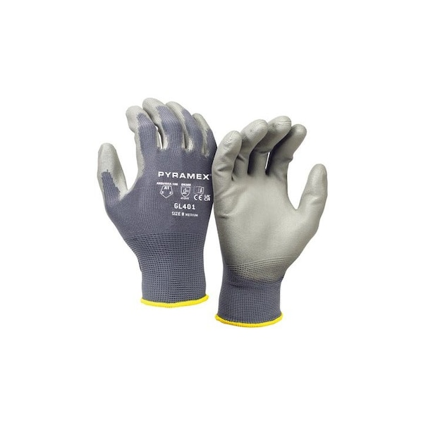 Pyramex Polyurethane Glove, Polyurethane, 3 Abrasion Level, Gray, M GL401M - main
